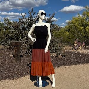 Anthropologie black and Rust Tiered Sundress with Spaghetti Straps